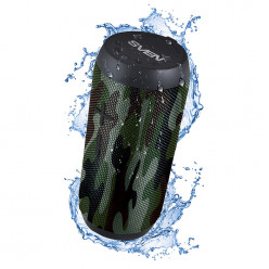 SVEN PS-210 Camouflage, Bluetooth Waterproof Portable Speaker, 12W RMS, Water protection (IPx6), Support for iPad & smartphone, FM tuner, USB & microSD, TWS, built-in lithium battery -1500 mAh, ability to control the tracks, AUX stereo input